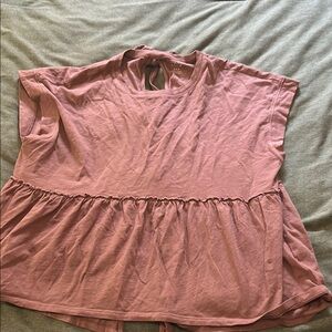 American Eagle Outfitters Pink Sleeveless Ruffled Blouse